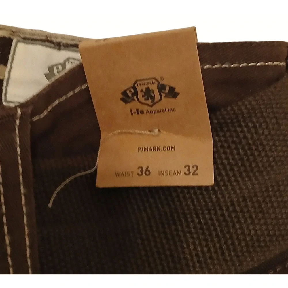 PJ Mark Mens Brown Cargo Pants 36x32 NWT Loose Fit Multi‎ Pocket Utility i-fe - Picture 3 of 12